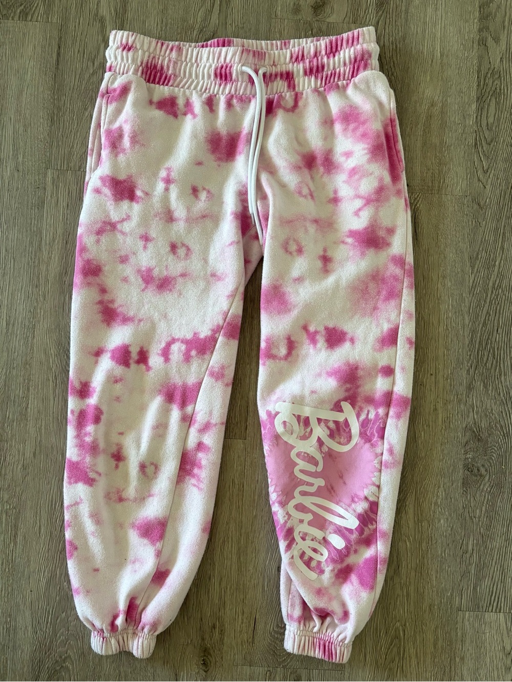 Barbie Pink & White Tie-Dye Fleece Joggers